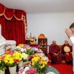 President Sirisena, in London to attend CHOGM  participated in religious ceremonies connected with  the Avurudu festivities at the London Buddhist Vihara. (President’s media unit)