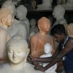 A rare talent it is.  Beautifully carved statues of Buddha. Can this sculpture encourage introspection among the followers?