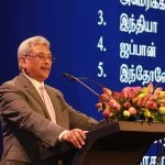 Gotabaya Rajapaksa at the podium at ‘Viyath Maga’ on May 13th 2018. It’s not the first time a politician launched his presidential campaign from a luxurious five-star hotel.