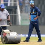 The wicket being prepared.  Sri Lanka’s cricket captain Dinesh Chandimal inspecting the pitch being prepared for the match. Even he couldn’t spot the ‘fixing’ that allegedly took place.