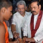 The two Rajapaksa heavy weights at a ceremony to mark war victory.  Not everyone in the family is backing Gotabaya’s claim for the next presidency.