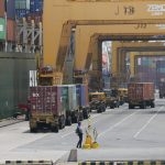 Colombo Port.   While container traffic increased at the Colombo Port the growth of the country’s export sector declined.