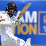 Sri Lankan opening batsman Dimuth Karunaratne pulling the ball for a boundary. He was the only batsman to flourish in both tests.