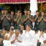 President Sirisena joins members of the Armed forces to commemorate the dead.  The Military continues to occupy land and have started various enterprises on properties that belong to civilians in the North and the East.