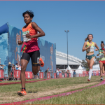 Paarami Wasanthi competes in the cross country competition following her third place finish in the women’s 2,000 metres steeplechase.