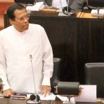 President Sirisena speaking in Parliament.  The 19th Amendment has greatly reduced the powers of an Executive President, and with attempts to derail the UNF government in October this year going awry, Sirisena faces a bleak future.